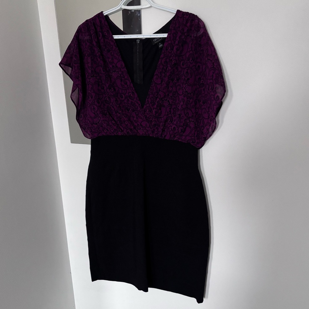Nicole by Nicole Miller Black Dress with Purple Paisley Bodice